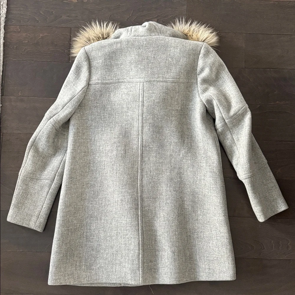 J. Crew Wool Fur Trim Pea Coat 2 Pristine Condition Stadium Cloth Nello Gori - Picture 9 of 10